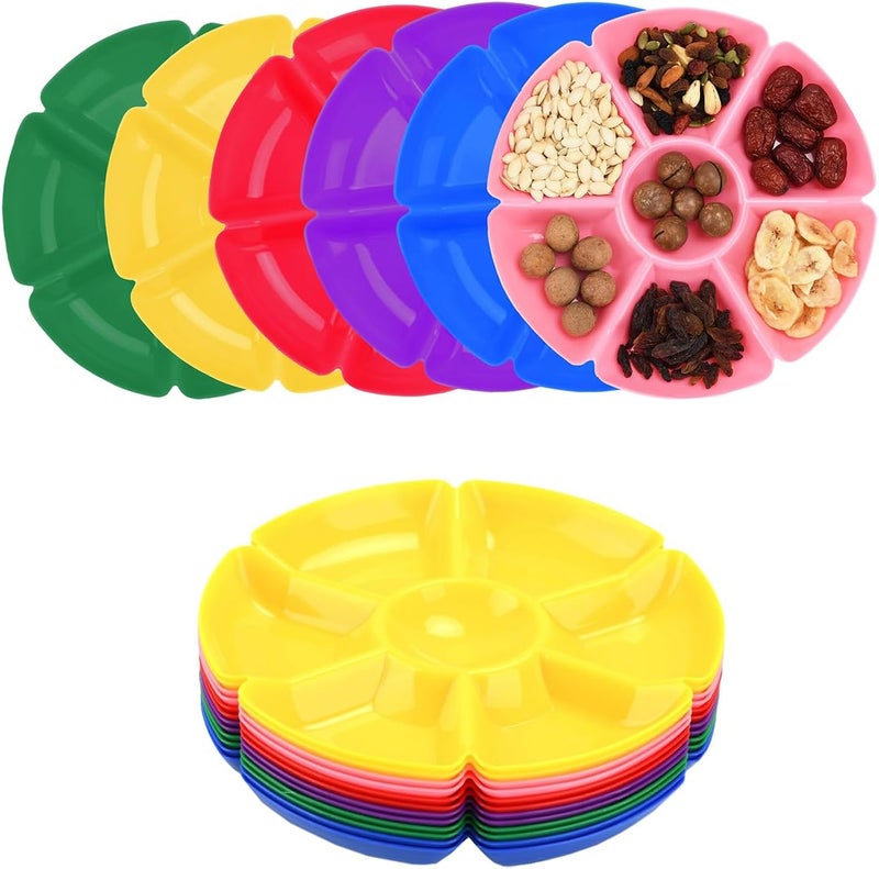 Zalaxt 12 Pcs Plastic Snack Serving Tray, Chip and Dip Serving Tray, Sectioned, Divided Plates Platter for Snack, Nuts, Candy, Dried Fruit, Veggies - Image 1